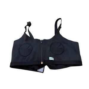 Motif nursing pumping bra in black zip up front adjustable back sz XS-Large